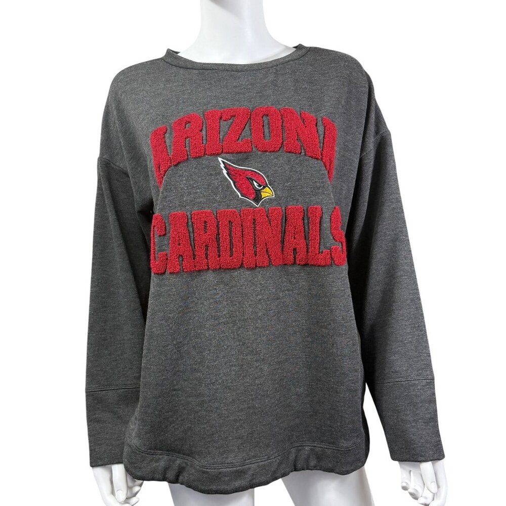 NFL Team Apparel Womens Arizona Cardinals Gray Sweatshirt Size L Red Logo Design